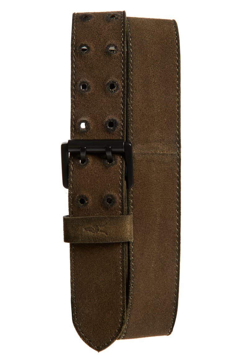Covered Eyelet Leather Belt, Main, color, MILITARY GREEN