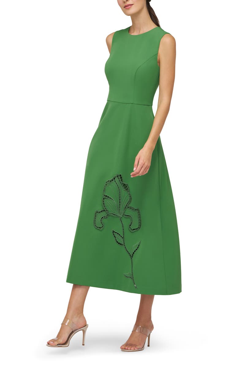 Kay Unger Blossom Embroidery Detail Cocktail Dress, Alternate, color, Lush Green