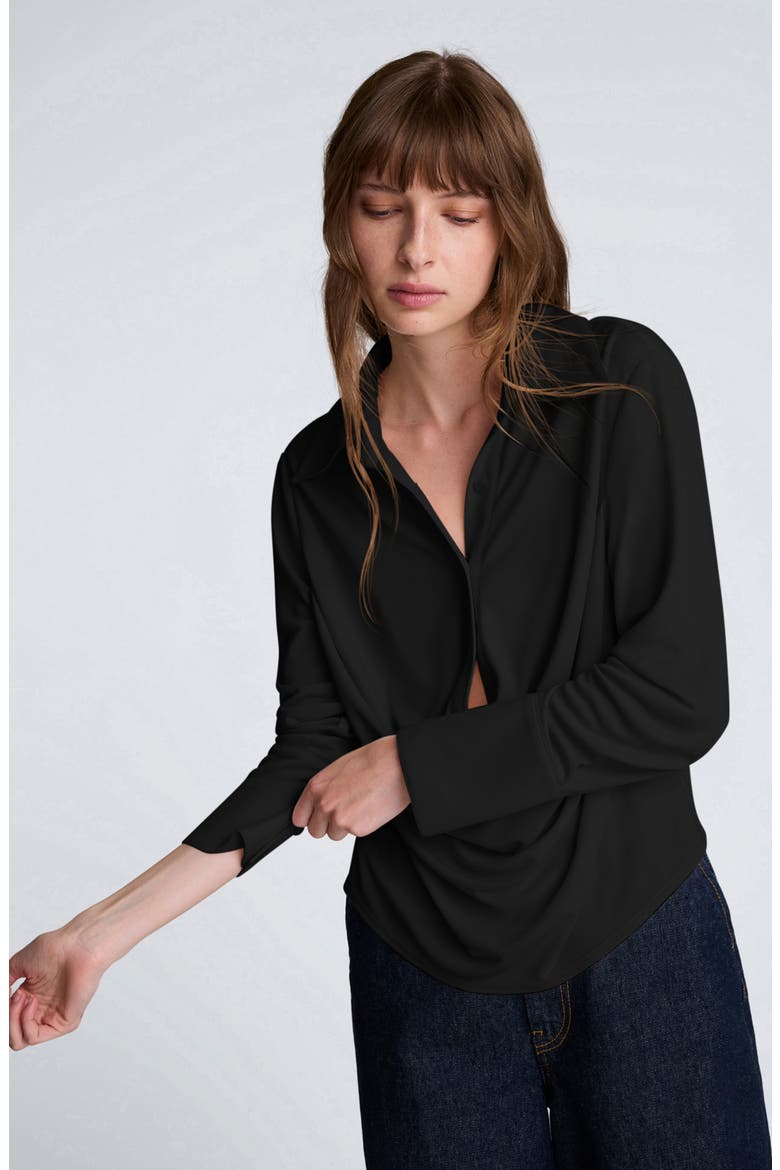 Drape Front Shirt, Alternate, color, BLACK