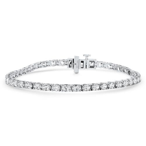 Bliss Diamond 4 1/2ct Oval Cut Diamond Tennis Bracelet 7" 14k Gold Lab Grown In Metallic