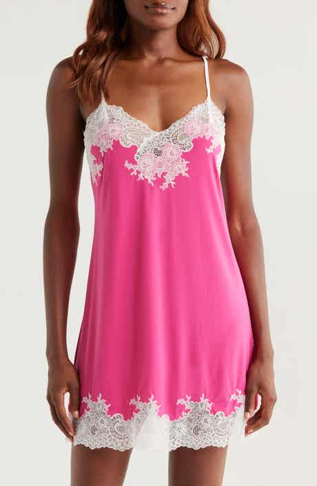 Natori Enchant Lace Trim Satin Chemise