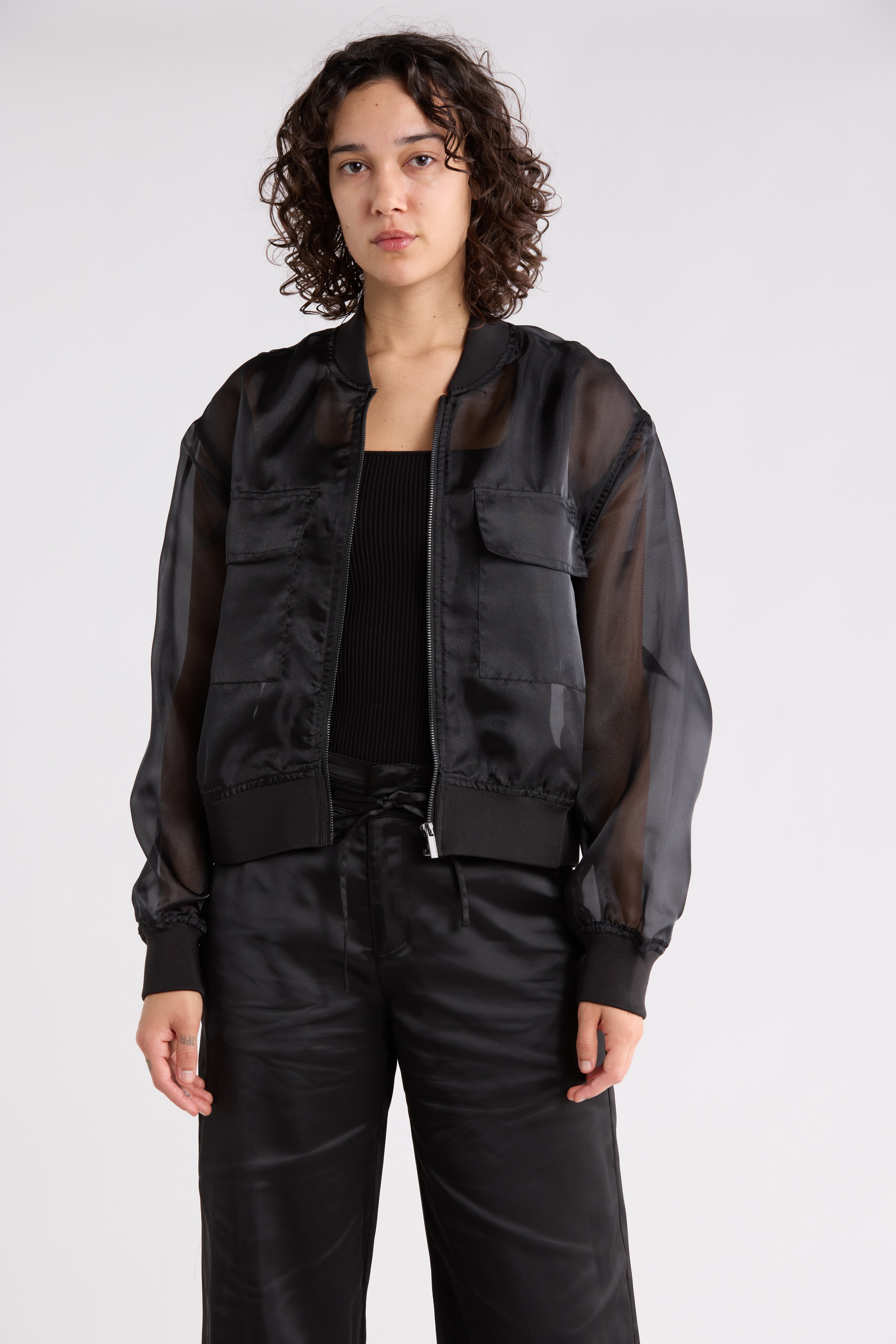 Sanctuary Organza Crop Bomber Jacket