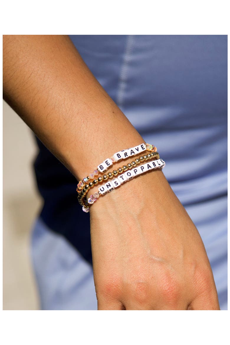 Unstoppable & Be Brave Set of 3 Beaded Bracelets, Alternate, color, LILAC/ GREY/ WHITE