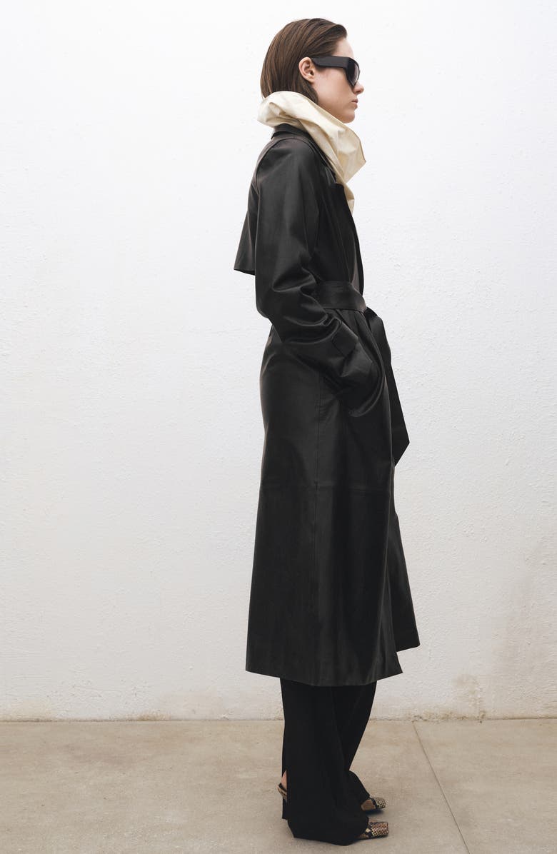 MANGO Leather Trench Coat, Alternate, color, 