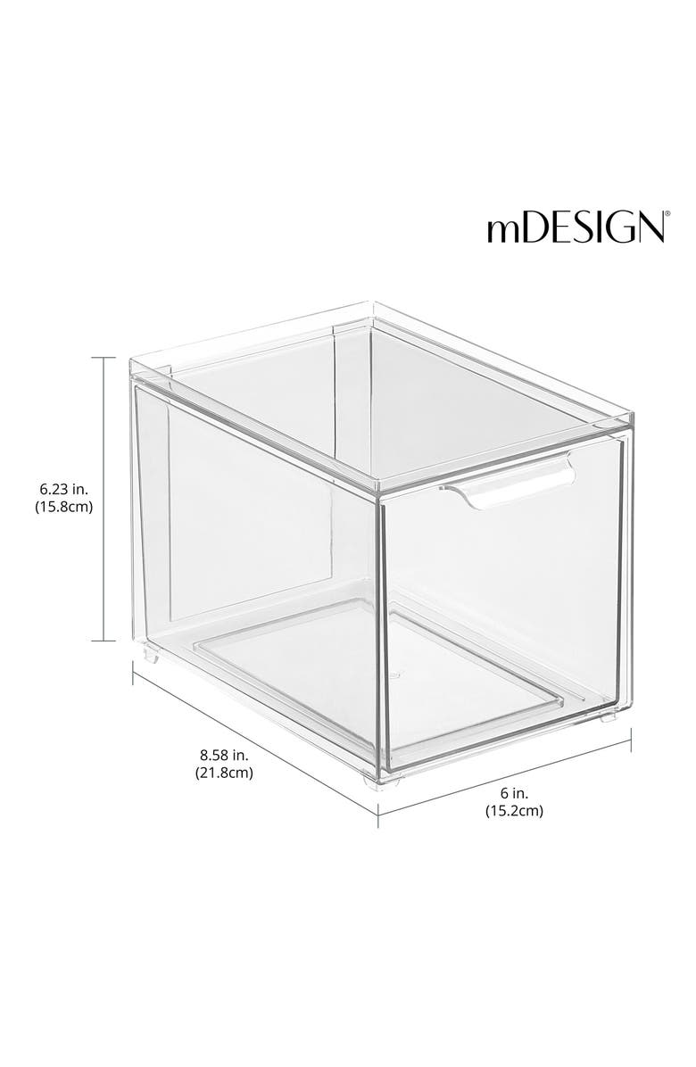 mDesign Plastic Stackable Kitchen Pantry Organizer with Drawer - 8 Pack, Alternate, color, Clear