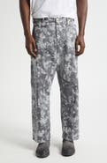 BEAMS Foil Paint Print Herringbone Painter Pants