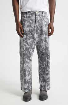 Foil Paint Print Herringbone Painter Pants