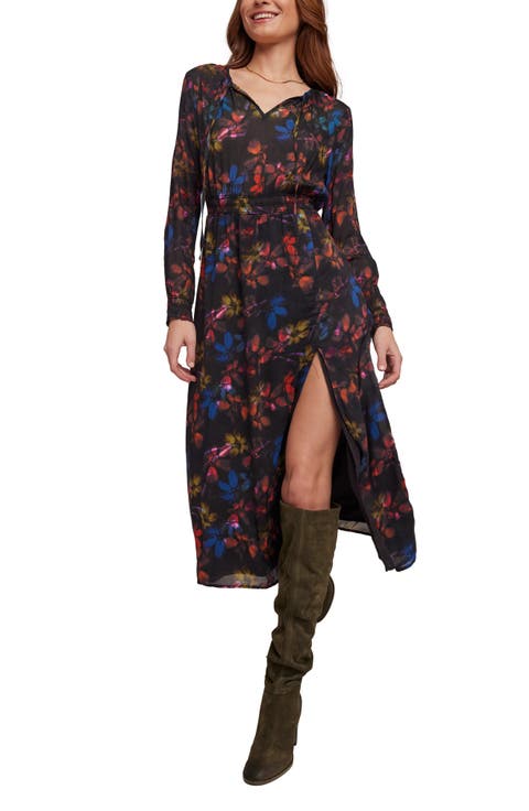 Floral Long Sleeve Midi Dress