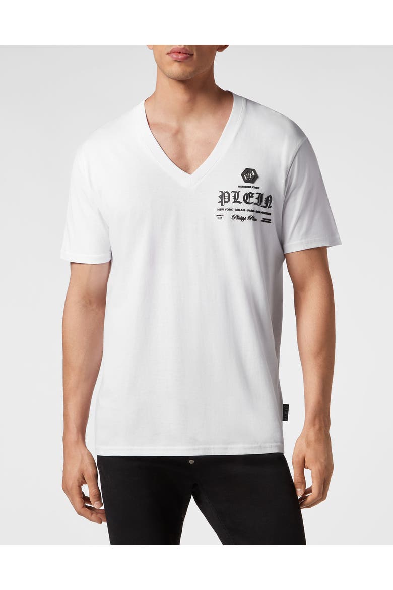 T-Shirt V-Neck Men, Main, color, white