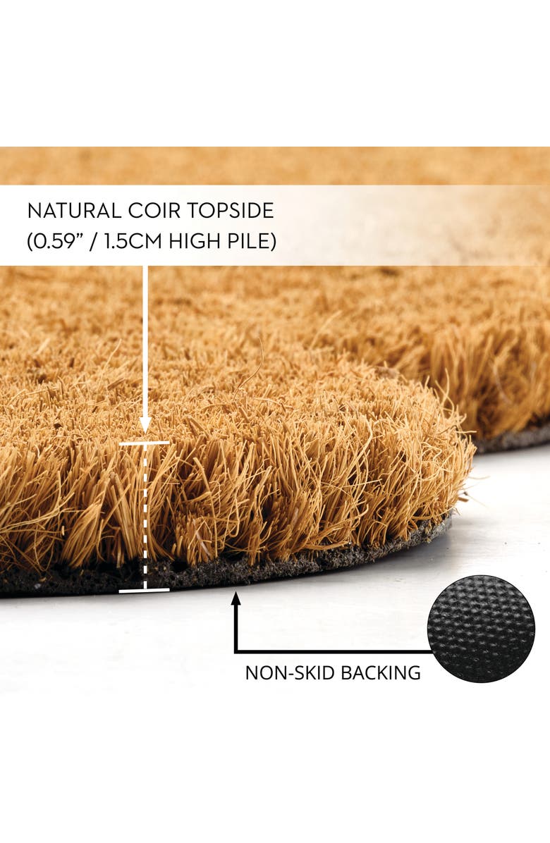 mDesign Trust the Universe Scalloped Coir Rectangular Doormat, Pink, Alternate, color, Pink