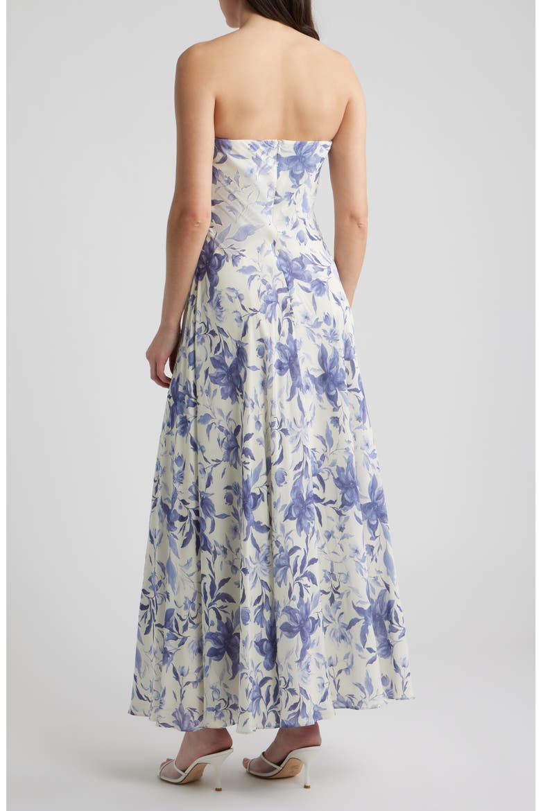 The Emerson Floral Strapless Maxi Dress, Alternate, color, ARCTIC ICE