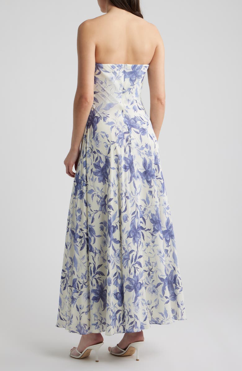 Parker The Emerson Floral Strapless Maxi Dress, Alternate, color, Arctic Ice