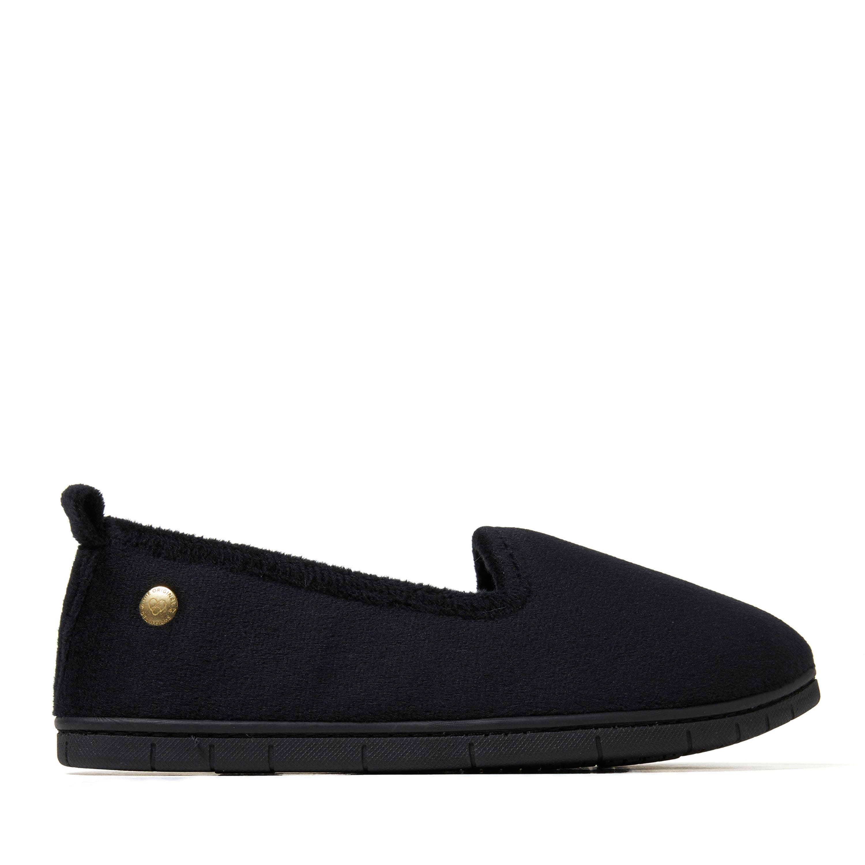 DEARFOAMS Rachel Velour Closed Back Slipper, Alternate, color, Black