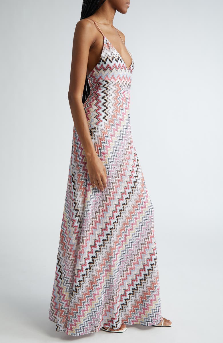 Missoni Chevron Metallic Knit Maxi Dress, Alternate, color, 