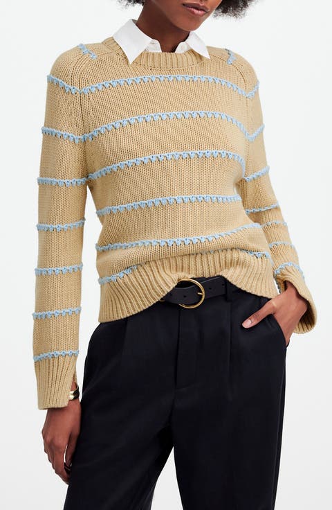 Stripe Textured Cotton Sweater