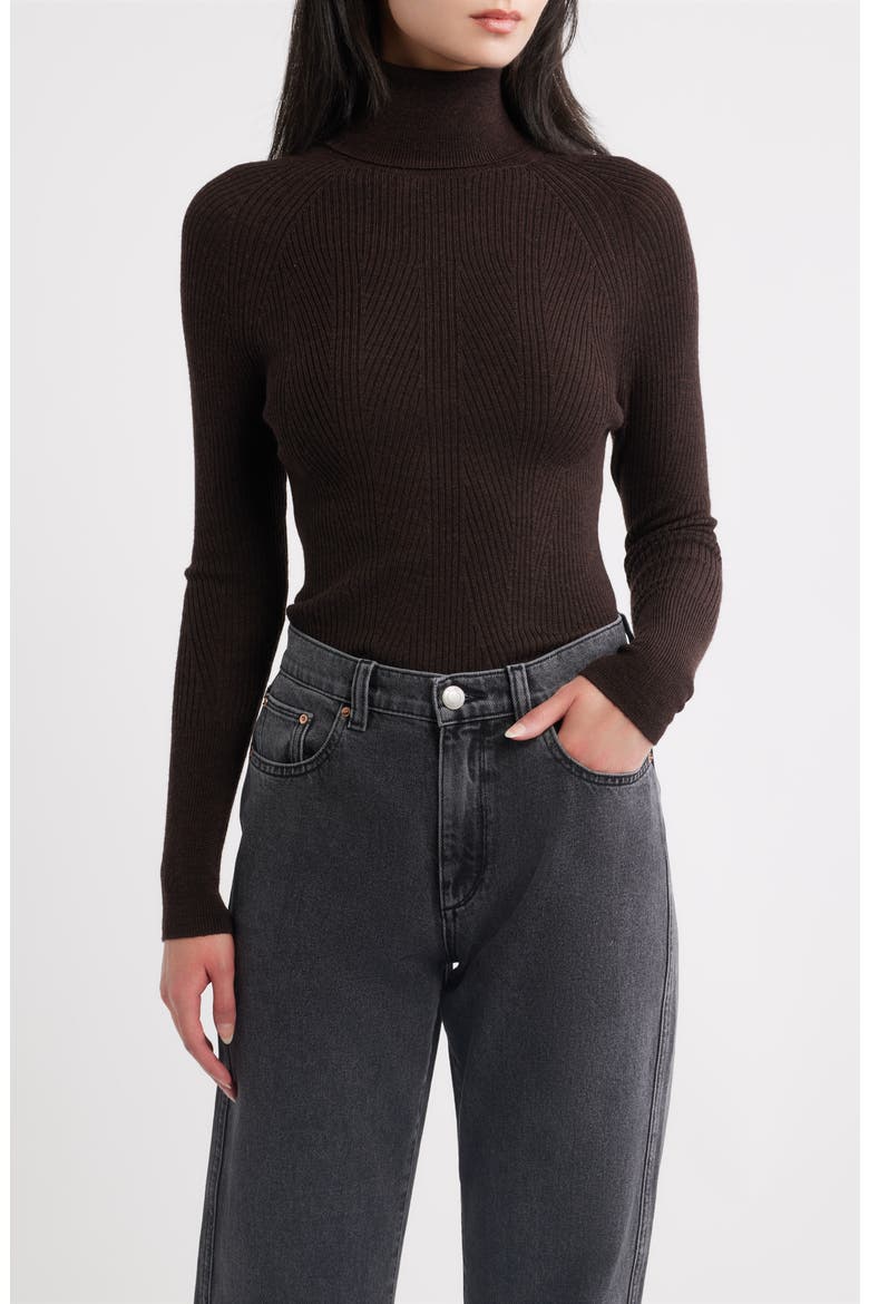 Merino Wool Turtleneck Sweater, Main, color, BRUNETTE