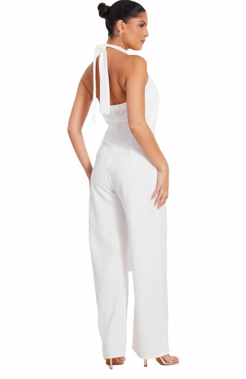 Quiz Scuba Crepe Halter Jumpsuit In White