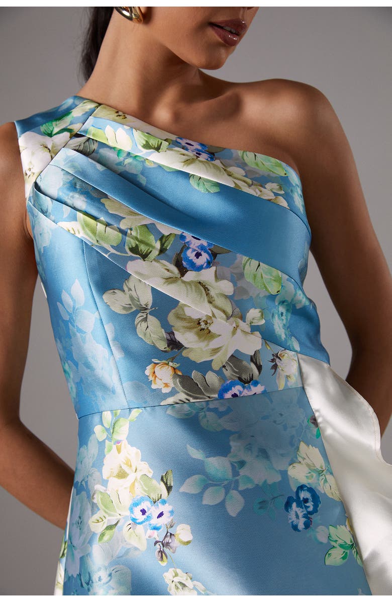 Coast One Shoulder Ruffle Midi Dress, Alternate, color, Light Blue