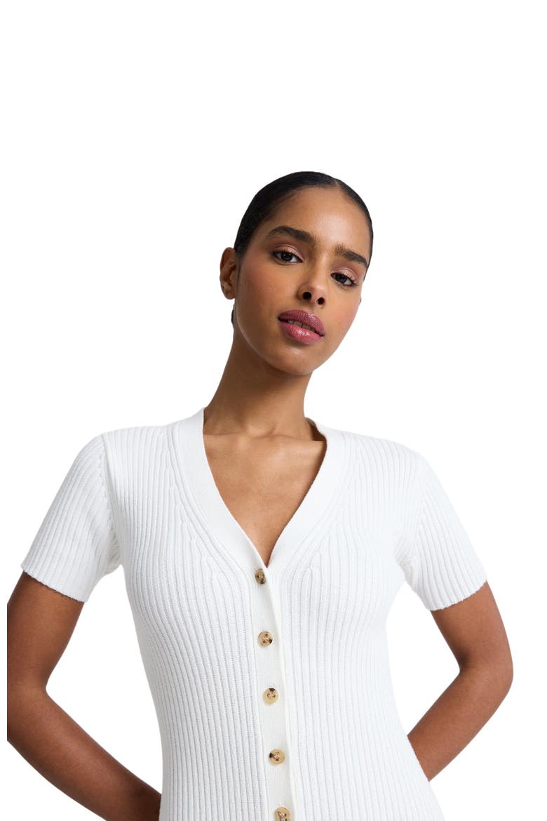 V-Neck Button Front Dress, Alternate, color, White