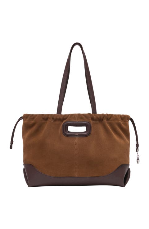 Leather and suede M Tote bag