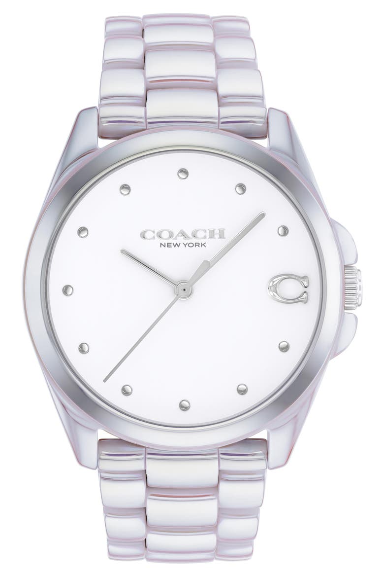 Greyson Ceramic Bracelet Watch, 36mm, Main, color, WHITE