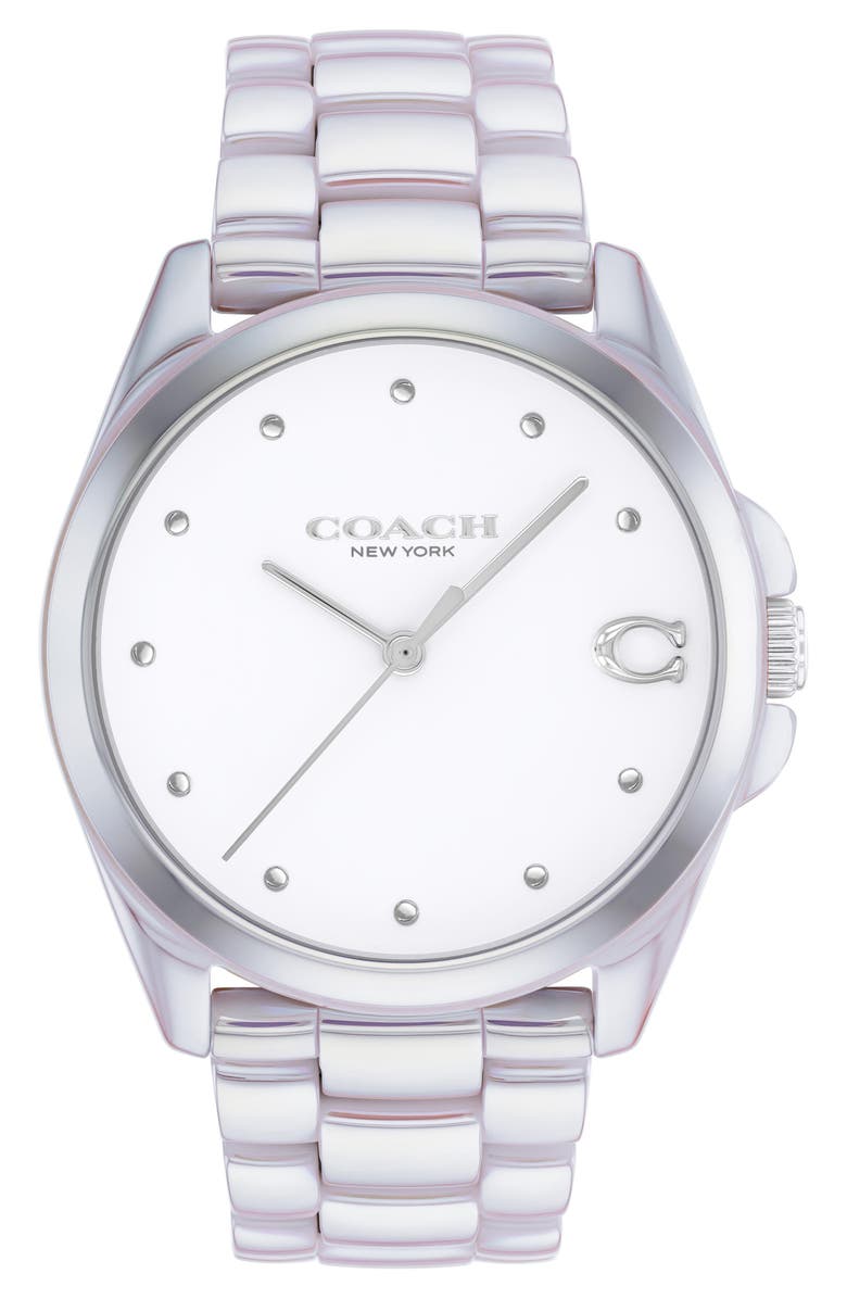 COACH Greyson Ceramic Bracelet Watch, 36mm, Main, color,