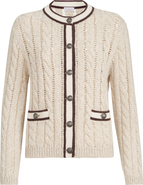Brunello Cucinelli Soft virgin wool and cashmere diamond yarn cable knit cardigan