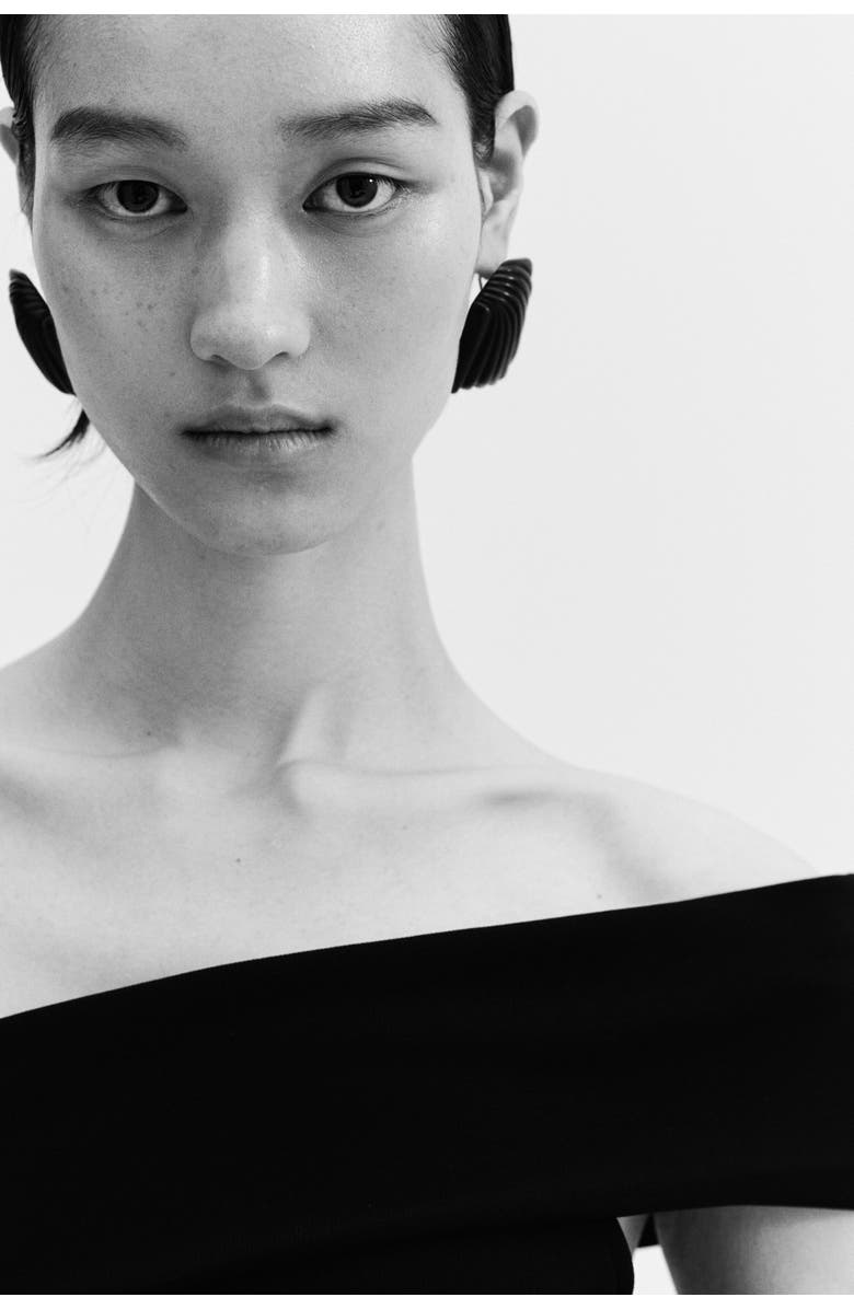 H&M Off-the-shoulder thong bodysuit, Alternate, color, Black