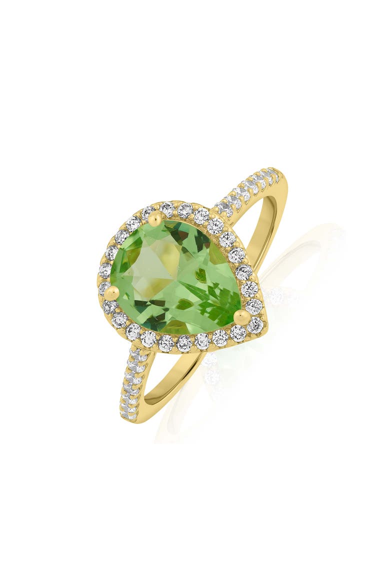 Pear Shaped Halo Cubic Zirconia Ring, Main, color, GREEN