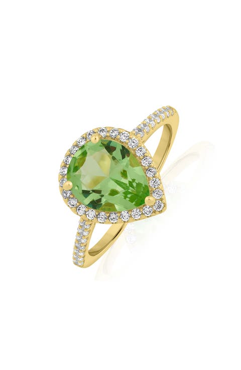 Pear Shaped Halo Cubic Zirconia Ring