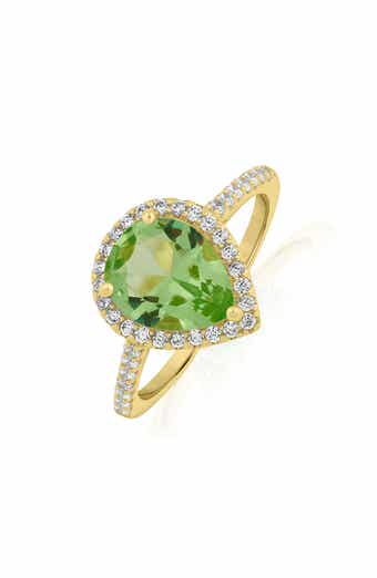 Pear Shaped Halo Cubic Zirconia Ring