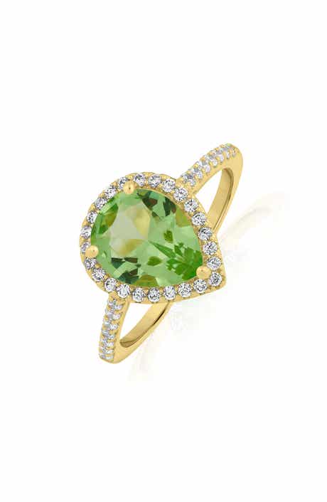 Pear Shaped Halo Cubic Zirconia Ring