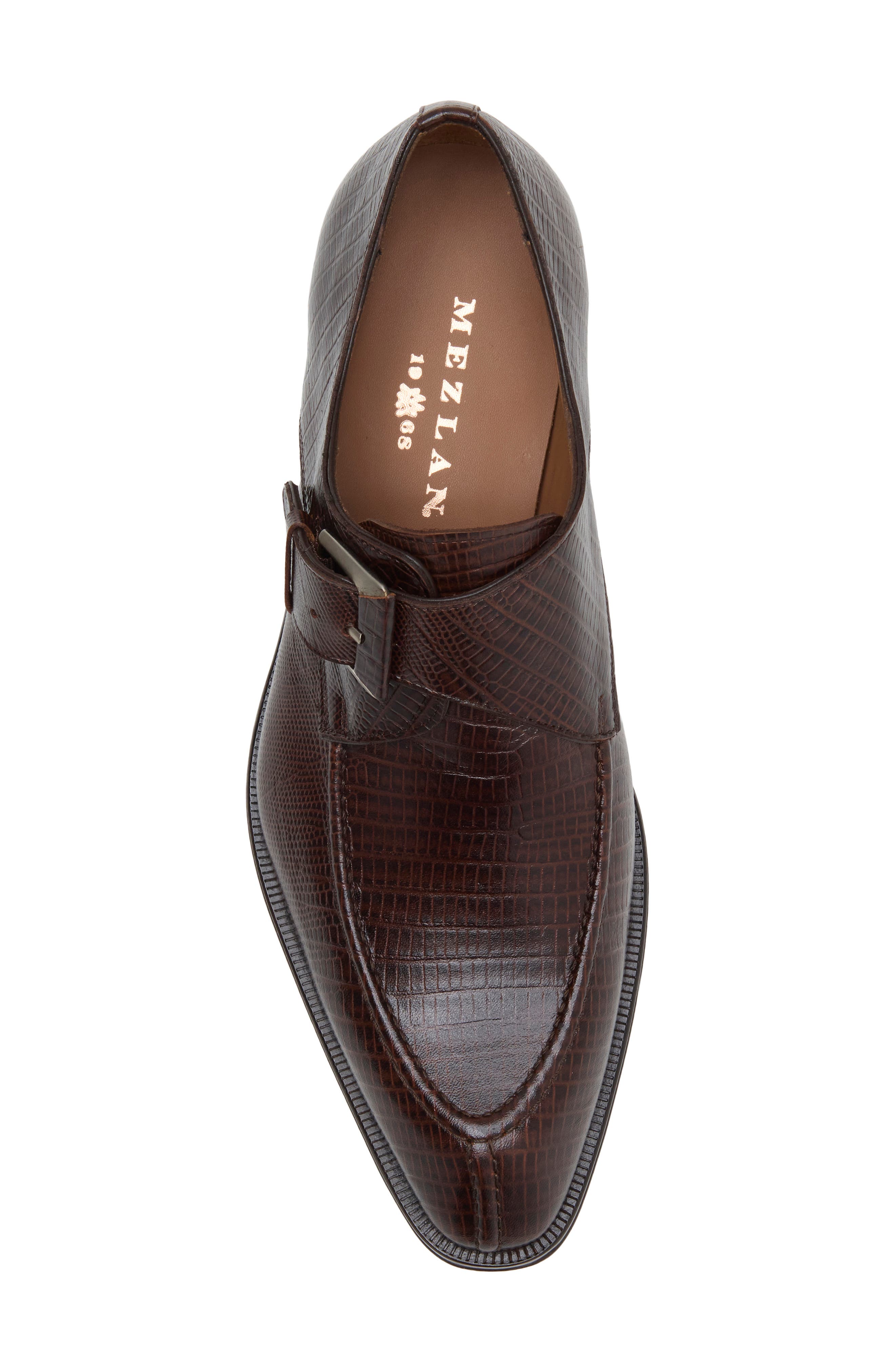 Lizard Embossed Monk Strap Shoe, Alternate, color, BROWN