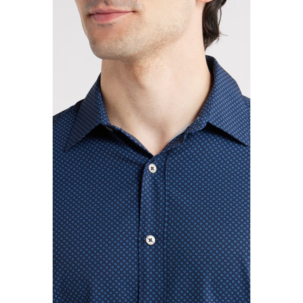 Wrk W.r.k Trim Fit Abstract Cube Print Performance Button-up Shirt