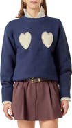 English Factory Faux Pearl Heart Crewneck Sweater