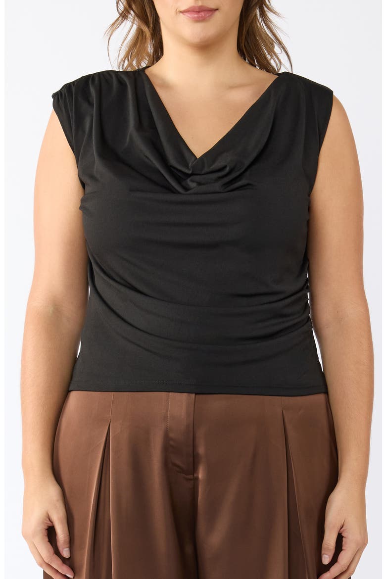 Dune Cowl Neck Sleeveless Top, Main, color, BLACK