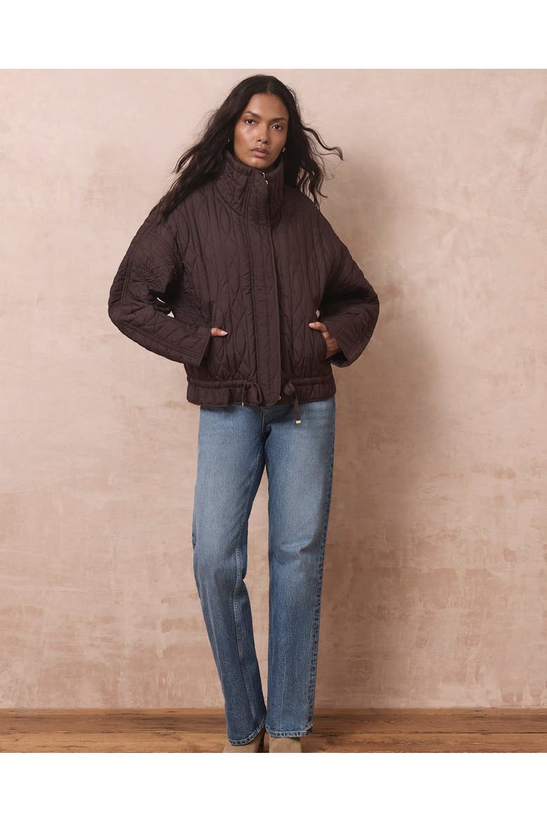 Quilted Peplum Jacket, Alternate, color, Burgundy