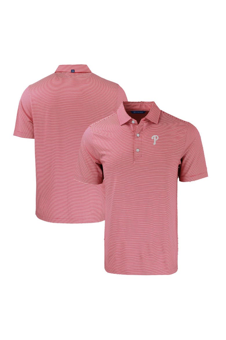 Men's Cutter & Buck Red/White Philadelphia Phillies Big & Tall Forge Eco Double Stripe Stretch Recycled Polo, Main, color, Red
