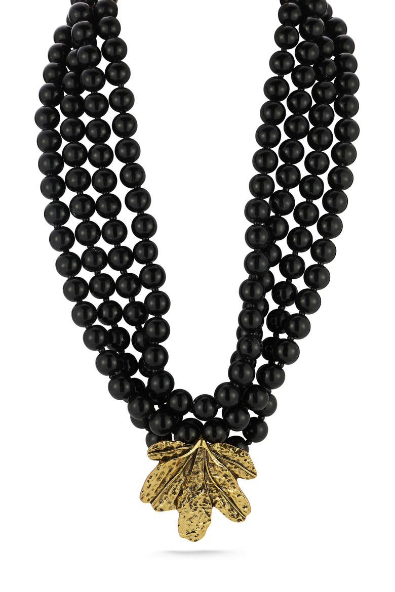Beaded Layered Statement Necklace, Alternate, color, GOLD/BLACK