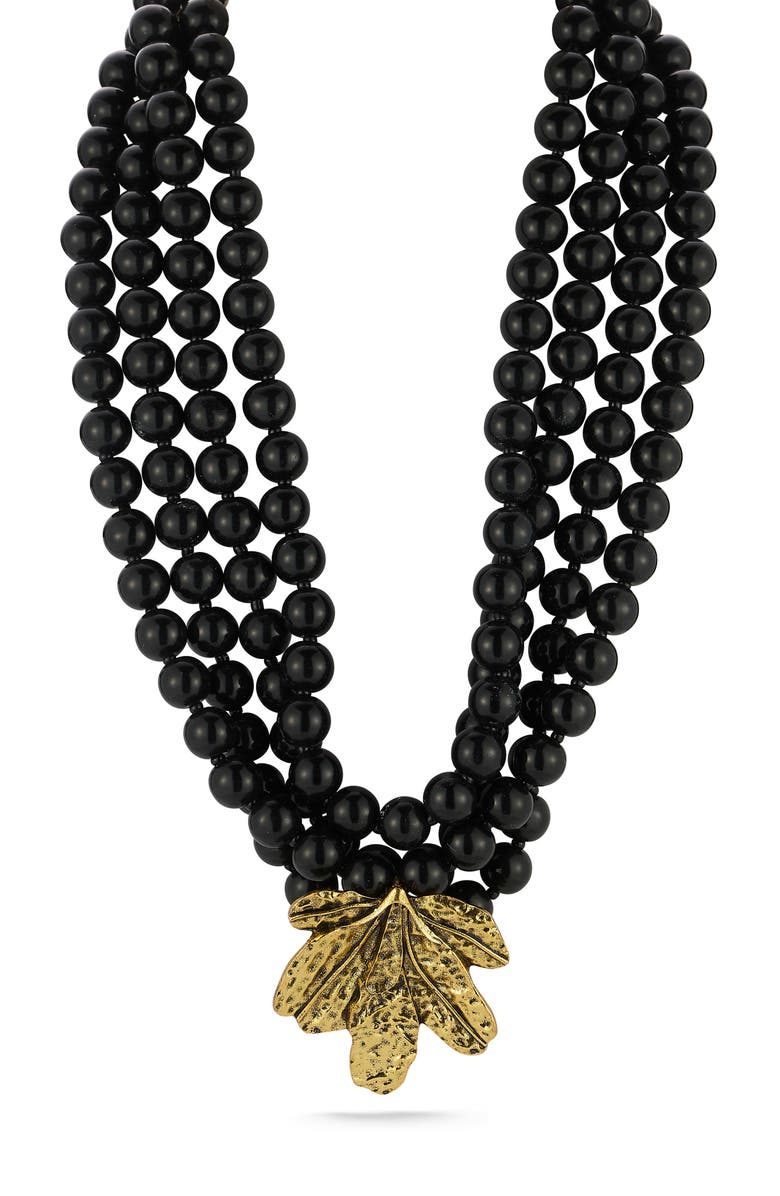 SPHERA MILANO Beaded Layered Statement Necklace, Alternate, color, Gold/Black