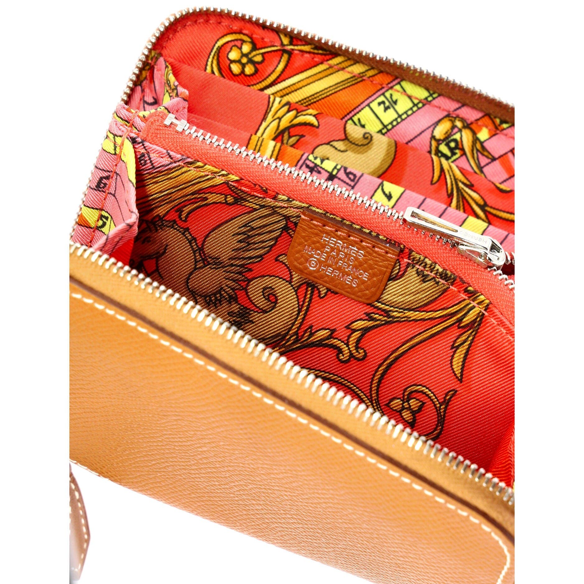 Pre-Owned Hermes Zipengo Chaine d'Ancre Card Holder Leather Compact, Alternate, color, Gold