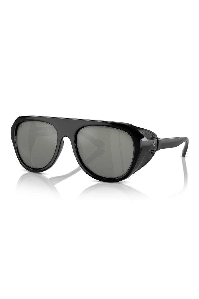 57mm Polarized Pilot Sunglasses, Main, color, BLACK / MIRROR SILVER POLAR