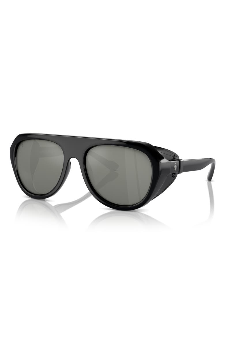 Scuderia Ferrari 57mm Polarized Pilot Sunglasses, Alternate, color, Black / Mirror Silver Polar
