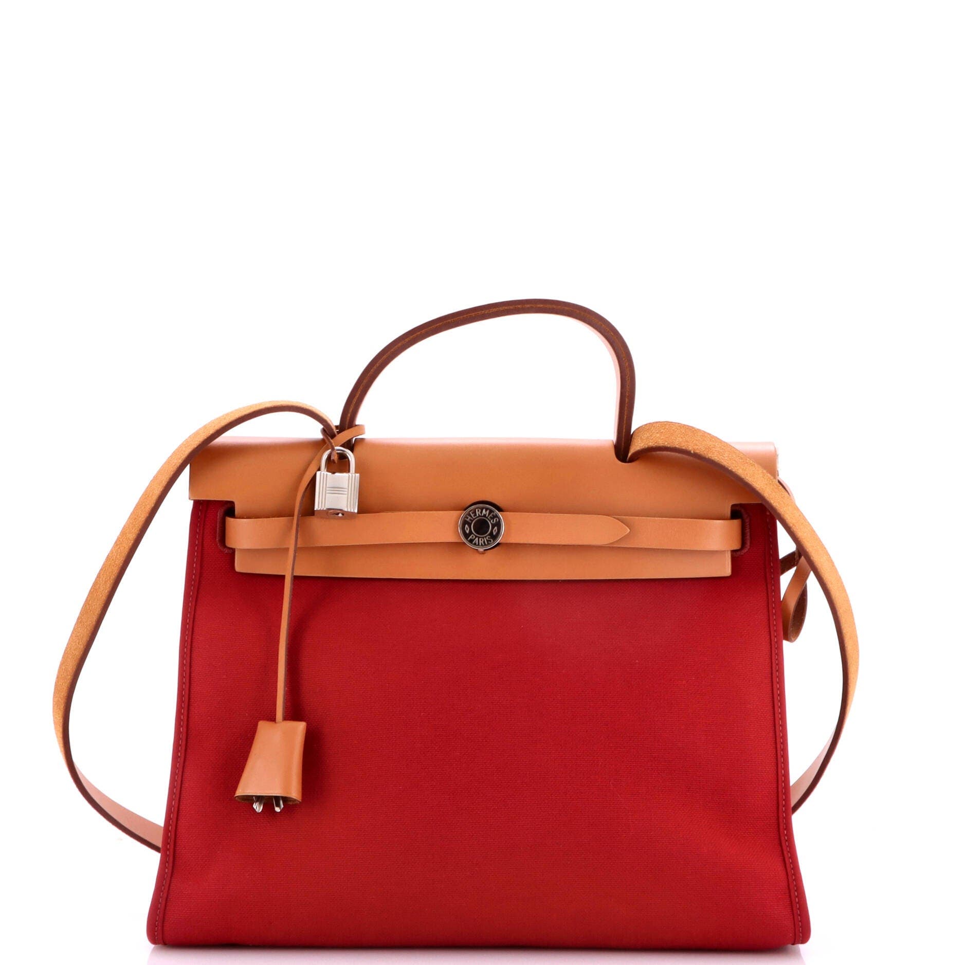 Herbag Zip Leather and Toile 31, Main, color, Red