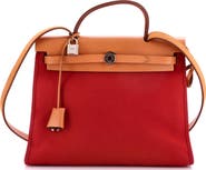 Pre-Owned Hermes Herbag Zip Leather and Toile 31
