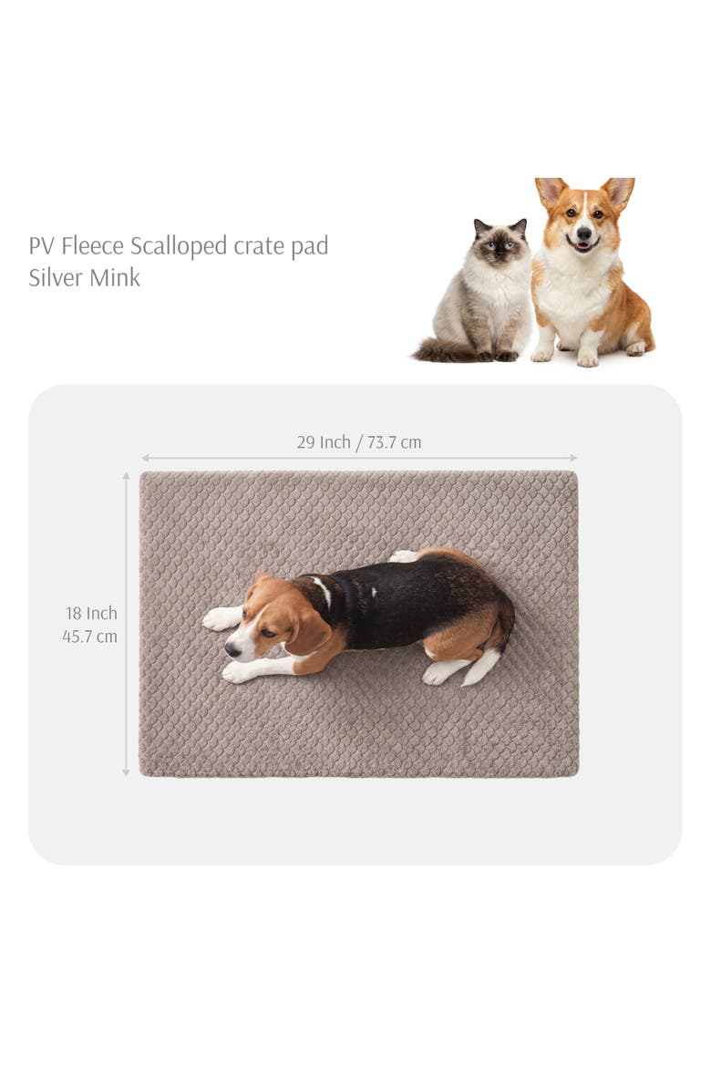 Essential PV Fleece Scalloped Crate Pad, Alternate, color, Silver Mink