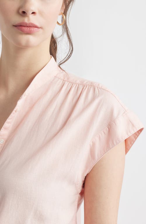 CASLONR CASLON(R) EASY CAP SLEEVE LINEN BLEND BUTTON-UP SHIRT