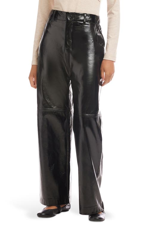 Fifteen Twenty Lara Faux Leather Wide Leg Pants In Black