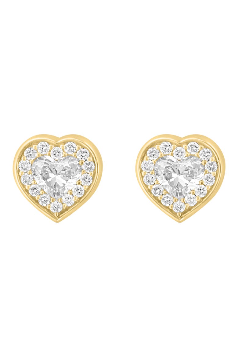 Lab Grown Diamond Heart Stud Earrings, Alternate, color, GOLD