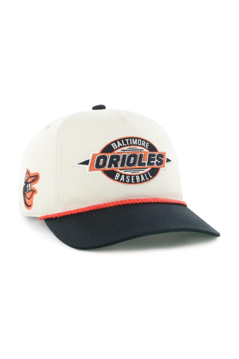 Men's '47 Natural/Black Baltimore Orioles Frame Out Hitch Adjustable Hat, Main, color, Natural